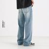 Jeans de Pierna Ancha Sueltos Ceecuz Estilo Retro Vintage Americano Lavados Rasgados para Hombre Pantalones Casuales de Longitud al Suelo