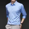 Camisa Atractiva para Hombre de Manga Larga Casual de Negocios Color Sólido Simple Ajustada para Hombre Camisa Profesional para Hombres de Mediana Edad y Jóvenes