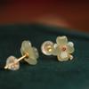 2023 Nuevos Aretes de Flor de Cuatro Hojas de Jade Hetian Estilo Nacional para Mujer Aretes Más Fáciles de Combinar Aretes de Moda de Alta Gama