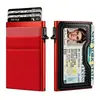 Novo porta-cartões masculino leve com bloqueio RFID para uso transfronteiriço, carteira anti-roubo para identidade e cartões bancários com compartimento lateral de alumínio e acionador
