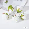 Simulación de fábrica pequeño capullo de rosa DIY hecho a mano decoración de pared de flores de boda material de corona de cabeza de flor de rosa rizada