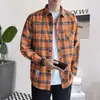 Camisa de manga larga a cuadros de moda para otoño de 2024, chaqueta informal holgada de estilo coreano para hombres y mujeres, camisa para parejas que combina con todo.
