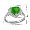 Venta Caliente Anillo de Jade Verde con Corazón Hueco Abierto Anillo Chapado en Oro Jaspe de Hotan con Zircón Incrustado en Forma de Corazón Regalo