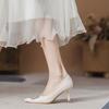 Zapatos de tacón alto talla grande 9833-5 para mujer punta fina 2024 nuevo temperamento blanco zapatos de primavera otoño verano tacón fino no cansan los pies