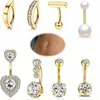 Conjunto de 8 peças de piercing de umbigo, combinação simples e brilhante de piercing de umbigo, unha de umbigo de zircônia em formato de coração europeu e americano, atacado de e-commerce transfronteiriço