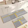 Tapete de Chão de Terra de Diatomáceas Estilo Nórdico Fácil de Cuidar, Absorvente de Água e Resistente ao Desgaste Tapete de Pé Longo em Tira, Resistente à Sujeira Doméstica e Antiderrapante Tapete de Chão para Cozinha