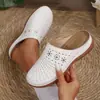 2026 Nuevas Chanclas de Verano para Mujer con Punta Abierta y Suela Gruesa para Comercio Exterior, Talla Grande, Punta Redonda, Trasera Abierta, Tacón de Cuña Versátil, Antideslizantes