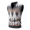 Chaleco de Punto con Cuello en V Modelo Nuevo 2025 Comercio Exterior Transfronterizo Suéter Casual Tejido para Hombre Talla Grande Suéter Holgado Superior