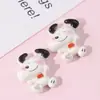 Serie de dibujos animados de perro blanco alegre y lindo con cara brillante, accesorios de resina para hacer tú mismo, pegamento en crema, funda para teléfono móvil, horquilla, pegatina para taza de agua