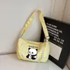 Bolsa de estilo japonés con estampado de cuadros de dibujos animados de alto valor para mujer, bolsa tipo dumpling de gran capacidad para verano, versátil para estudiantes, para ir al trabajo, de hombro o cruzada