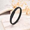 Pulsera para hombre de estilo negro genial de acero inoxidable tejido con cuero, joyería de agua de arroyo de primavera BL-674