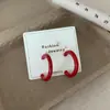 Pendientes de Aro Retro Color Cereza Rojo Otoño e Invierno para Mujer Aguja de Plata Geométricos Moda Simples Festivos Pendientes de Gama Alta Venta al por Mayor