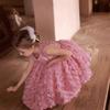 Vestido para Niña, Lujo Accesible Vestido Estéreo de Rosa, Vestido de Un Año, Chaleco Dulce, Vestido Esponjoso de Princesa, Sensación de Alta Gama