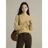 [Ge Ming] Suéter de punto acanalado de cuello alto medio estilo coreano para mujer, nuevo estilo de primavera, corte holgado, tejido adelgazante N970C
