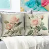 Rosa Rosa de Primavera Flor Cruzada Amazon Temu Nueva Funda de Almohada Oficina Dormitorio Sofá Funda de Almohada