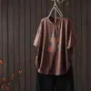 Camiseta de Manga Corta Estampada de Moda para Mujer, Estilo Casual Holgado Cómodo, Diseño Oversize de Algodón con Copos de Nieve para Cubrir el Cuerpo Mht