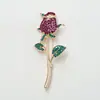 Broche de Rosa con Diamantes de Colores de Alta Gama Nueva Moda Microincrustado con Circonita Pin de Lujo Accesorios para Ropa Joyería Al Por Mayor