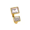 Anillo Abierto de Acero de Titanio de Venta Caliente Transfronterizo para Mujer, Anillo Cuadrado Geométrico de Fundición Moderno, Joyería de Acero Inoxidable con Circonita al por Mayor