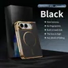 Adequado para iPhone Duo: capa de celular galvanizada, compatível com Magsafe, com padrão de Kevlar, adsorção magnética e suporte integrado para proteção contra quedas