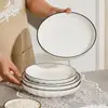 Conjunto de Tigelas e Pratos Domésticos Embossados Tigela de Sopa Novo Conjunto de Louças de Cerâmica Tigelas e Hashis Utensílios de Mesa Tigela de Arroz Combinação de Pratos Simples