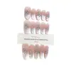 Daiyueda Unhas Vestíveis Puras Feitas à Mão Outono e Inverno Nova Primeira Neve Zircônia Diamante Francês Elegante Olho de Gato Patch de Manicure