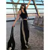 Calça Feminina de Verão Estilo Americano, Hot Girl, Street, Três Listras, Caimento Solto, Perna Larga, Secagem Rápida, Casual, Esportiva