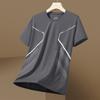Camiseta de manga corta de seda helada de verano para hombre, de secado rápido, transpirable, fina, holgada, elástica, con cuello redondo.