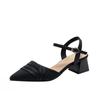 Zhr Sandalias Individuales de Punta para Mujer 2023 Nuevo Verano Estilo K Versátiles Baotou Moda Hebilla de Una Palabra Sandalias con Elegante