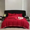 Nuevo Conjunto Rojo de Cuatro Piezas Estilo Chino para Boda, Ropa de Cama para Habitación de Boda, Conjunto Bordado de Dragón y Fénix de Lujo Ligero al por Mayor