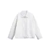 Ouswe Tendencia Retro Americano Diseño Simple Top Casual Chaqueta Rayada de Manga Larga Abrigo con Solapa Rw213