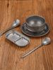 Juego de Vajilla de Acero Inoxidable Estilo Retro Cuencos Coreanos Antiguos para Arroz, Palillos, Cucharas, Platos Rectangulares, Platos para Condimentos, Vasos para Agua