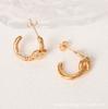 Pendientes de botón con nudo de viento frío de oro de 18 quilates con personalidad sencilla de estilo europeo y americano para mujer, aretes, aretes, joyería