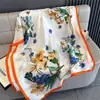 Lenço Longo Estampado de Cetim Fino de Seda Artificial de Verão, Requintado e Versátil, Lenço de Seda Simples, Xale Retro da Moda