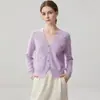 Nuevo suéter de cachemira para mujer de otoño e invierno con apliques de flor de perla, cárdigan de cuello redondo, abrigo elegante, tejido de punto de manga larga