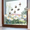 BRUP Estilo Boceto Manzanilla Abejita Linda Pegatina Estática para Ventana de Piso a Techo Balcón Calcomanía Sencilla BR-JD5646C