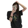 Nuevo Top Blanco de Verano 2026 para Mujer de Manga Corta Estampado Holgado Estilo Coreano Camiseta Básica de Algodón Puro de Media Manga para Mujer Tendencia
