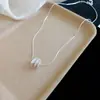 Ilha Azul Claro! Colar com pingente quadrado de zircônia azul em formato de flor, corrente para clavícula de luxo discreto, colar de alta qualidade para mulheres