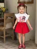 Nueva Camiseta Sencilla de Verano para Niña con Estampado, Cuello Redondo, Manga Corta, Shorts Casuales de Cintura Recta, Ropa Sencilla para el Día a Día