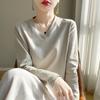 24 novos tops femininos de primavera e verão com decote em V 100 peças manga longa estilo casual diário cor sólida algodão mercerizado roupa íntima