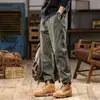 Calça Cargo Casual para Homens, Primavera e Outono, Estilo Japonês e Americano, Calça Jogger de Trabalho Versátil na Moda, Calça Longa Solta Cropped