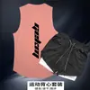 Conjunto Esportivo Masculino Calça de Corrida ao Ar Livre Fitness Verão Basquete Treinamento Secagem Rápida Regata Sem Mangas Roupa de Fitness para Corrida Noturna