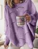 Europa y Estados Unidos Amazon transfronterizo nuevo moda casual talla grande hueco gancho flor suelto color sólido suéter suéter para mujer