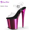 Sandálias plataforma impermeáveis galvanizadas de 20 cm, salto alto super alto, salto agulha, modelo de moda, sapatos de passarela, sapatos de casamento para banquete