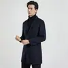 Abrigo de lana de longitud media para hombre con cuello de solapa, de un solo botón, estilo business casual, prenda de abrigo para otoño e invierno, directamente de fábrica