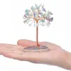 (9-10cm) Árvore de enrolamento base de folha de ágata mini Chakra de sete pedras/cascalho de sete cores