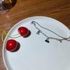 Pulsera de Acero de Titanio de Doble Capa Estilo Hip-hop Harajuku Oso para Mujer ins Diseño Nicho Estilo K Sencilla Cereza Negra