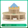 Estantería de Madera Maciza para Niños de Preescolar Gabinete de Almacenamiento Diseño de Área de Lectura para Biblioteca Infantil Estantería con Forma de Castillo Sofá