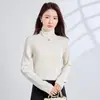 Tricô Gola Alta Peça Única de Lã Merino e Cashmere para Mulheres, Estilo Outono e Inverno, Suave e Elegante, Top Suéter Quente