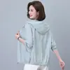 Roupa Feminina de Verão Fina com Proteção Solar, Novo Estilo Transfronteiriço, Corte Solto, Tamanho Grande, Jaqueta Curta Casual Respirável, Confortável e Casual