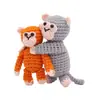 Llavero de Muñeco Mono Pareja Tejido a Crochet Hecho a Mano, Colgante de Animal de Dibujos Animados Tejido con Hilo, Decoración para Bolso